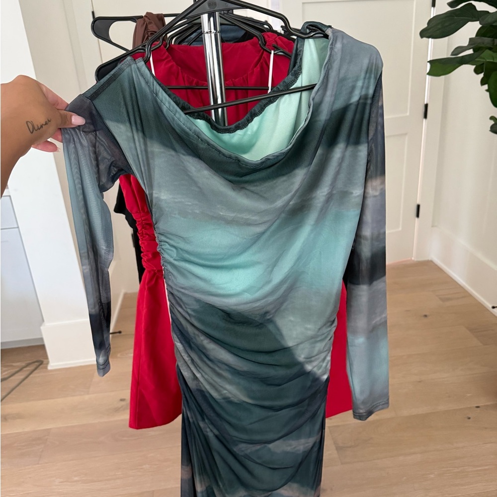 Elegant Multicolor Long Sleeve Dress